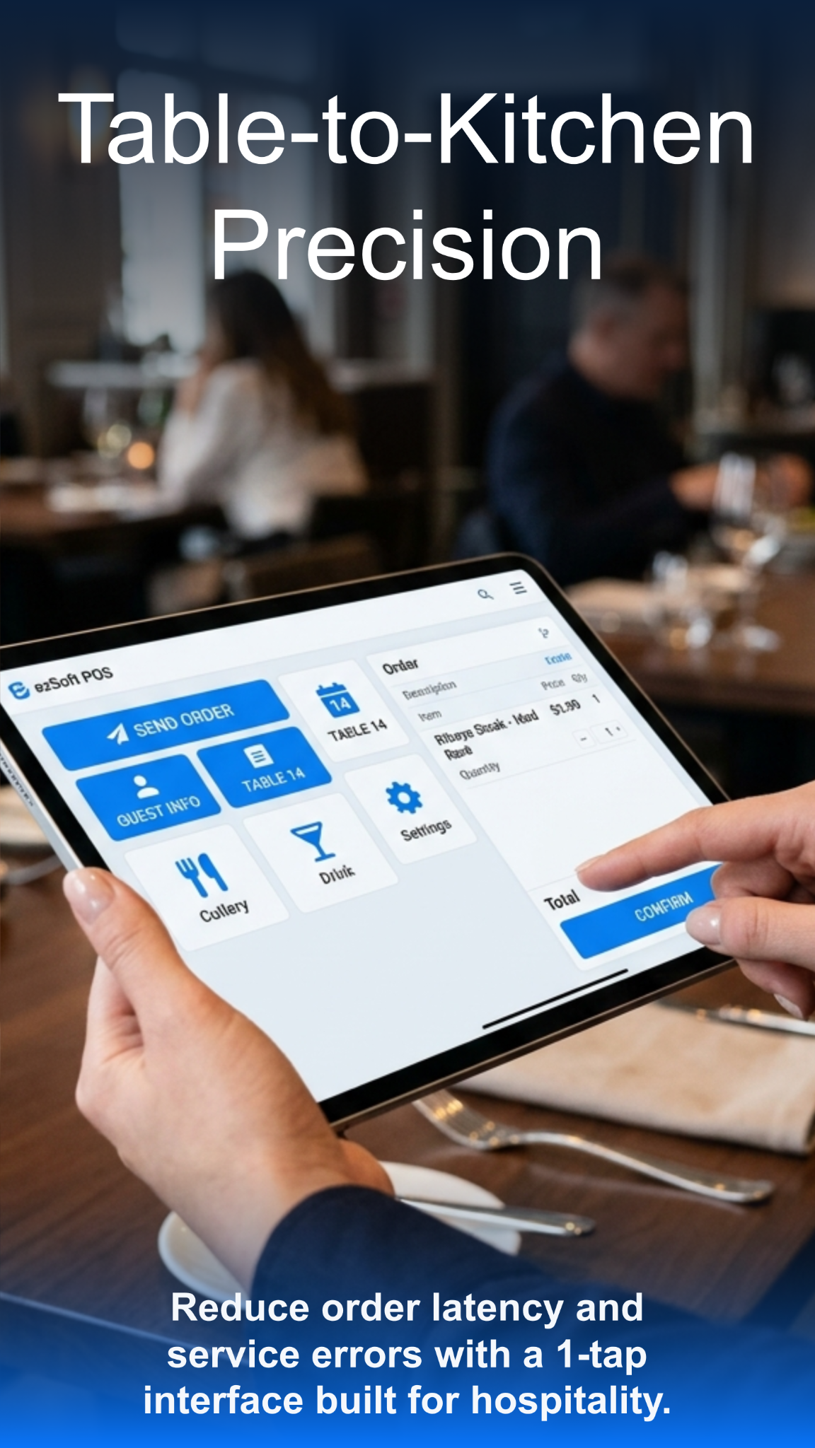 Table-to-kitchen restaurant ordering on tablet